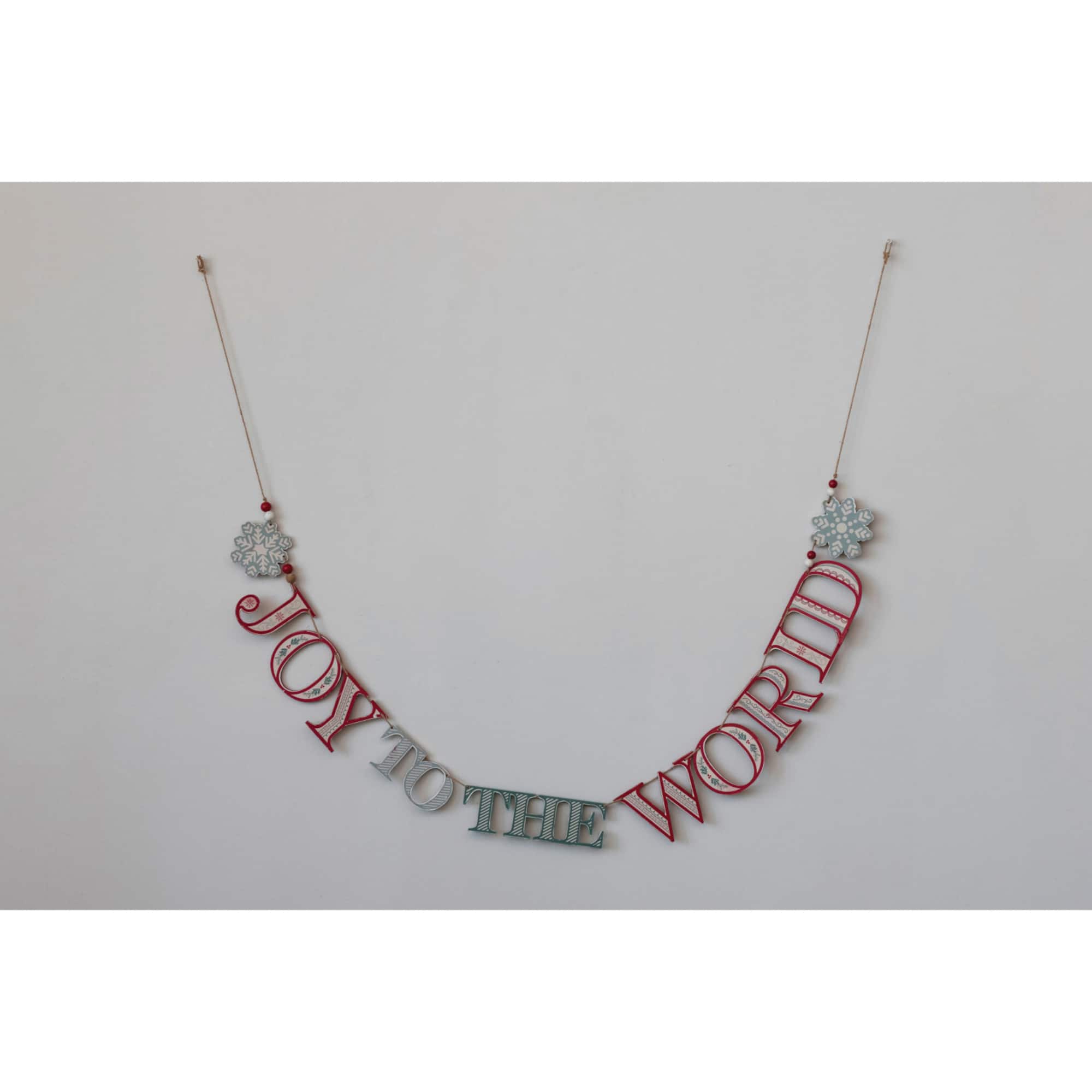 Hello Honey® 54" Joy To The World Snowflakes Wood Garland